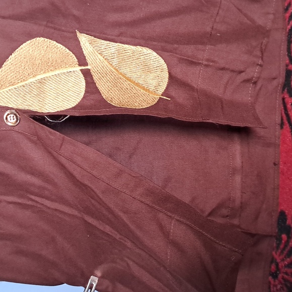 Unique Leaf Golden Embroidered Brown Kurta - Picture 6 of 6